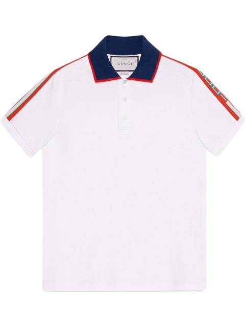 GUCCI Cotton polo with Gucci stripe
