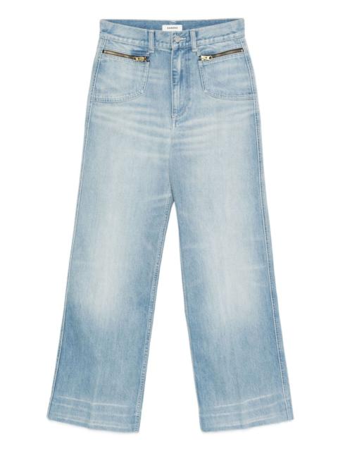 Sandro zipped high-waisted straight-leg jeans