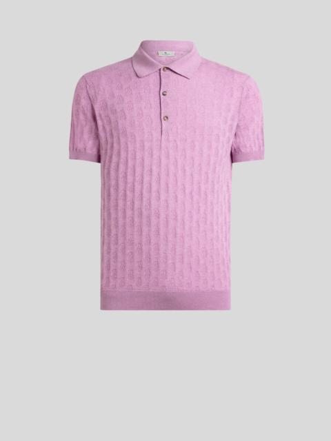 Etro KNIT COTTON POLO SHIRT WITH MICRO PAISLEY MOTIF