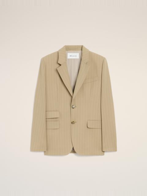 AMI Paris BEIGE NEW WOOL SINGLE BREASTED BOXY JACKET