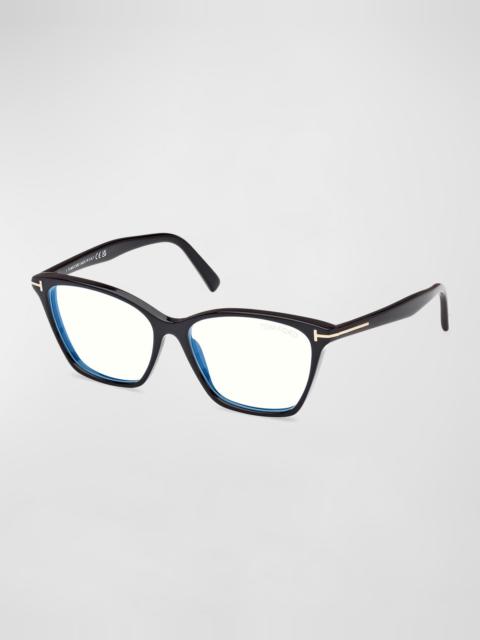 TOM FORD Blue Blocking Sleek Acetate Cat-Eye Glasses