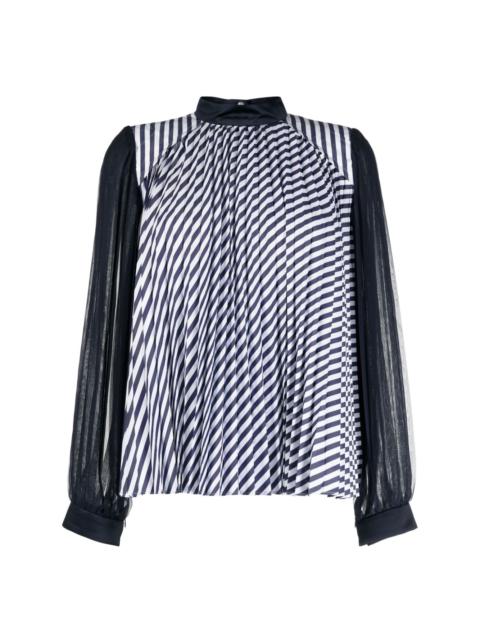 striped pleated blouse