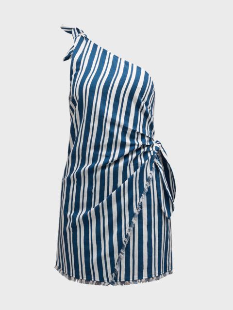 SIMONMILLER Ren One-Shoulder Linen Mini Dress