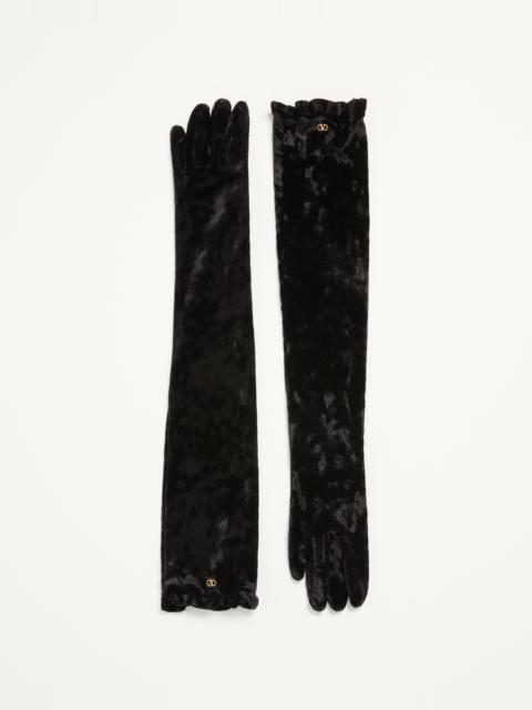 Valentino VLOGO SIGNATURE LONG CHENILLE GLOVES