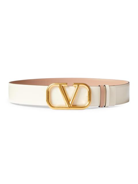Valentino Women's Reversible VLogo Signature Belt in Calfskin 40MM - Rose White