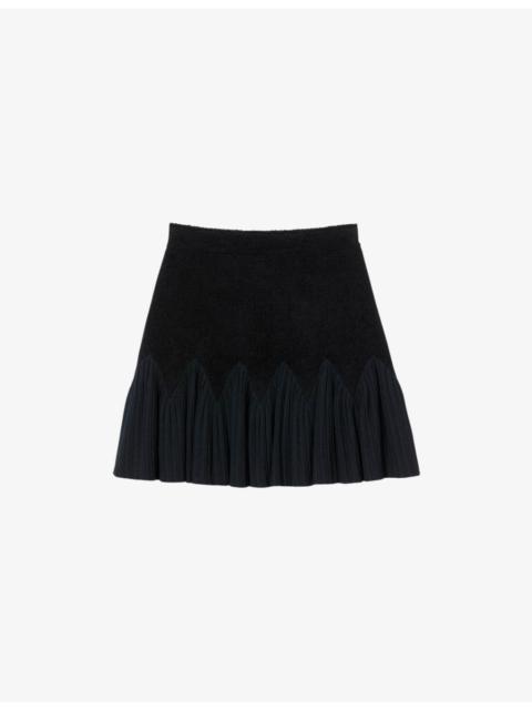 Sandro Ruffled High-Rise Stretch-Knit Mini Skirt