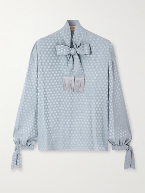 Valentino Fringed Tie-neck Silk-jacquard Blouse