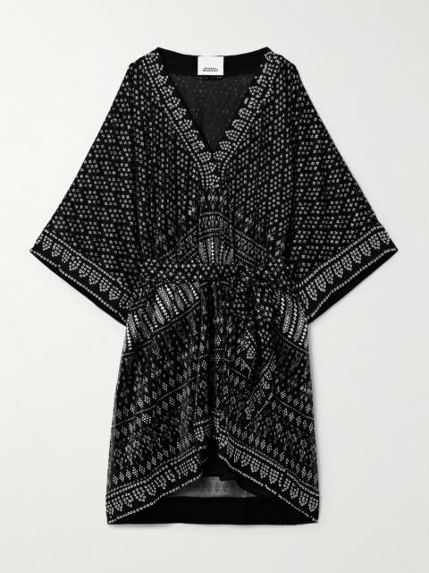 Isabel Marant Nawel Embellished Printed Mesh Mini Dress