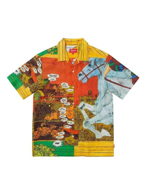Supreme 대런 실크 쇼트 셔츠 '골드 이름 *