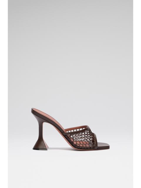 Amina Muaddi LUPITA NET SLIPPER 95 MOCHA RAFFIA