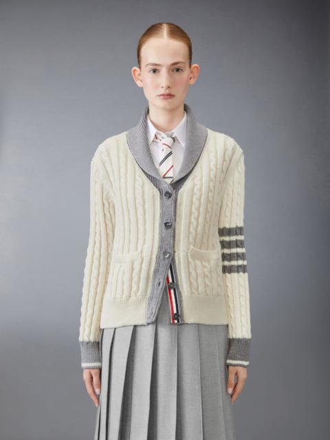 Thom Browne Classic Wool 4-Bar Cable Knit Cardigan