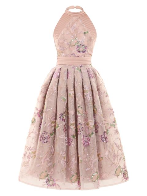 ZHIVAGO Women's Bertolini Floral-Embroidered Fit-&-Flare Midi-Dress - Beige