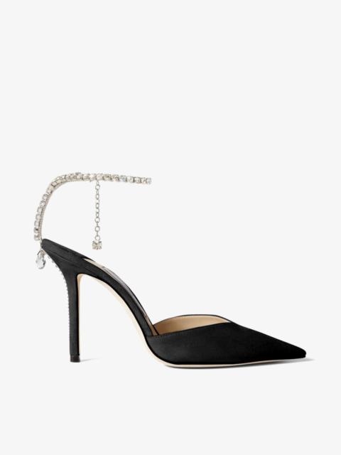 JIMMY CHOO Saeda 100
Black Suede Pumps with Crystal Embellishment