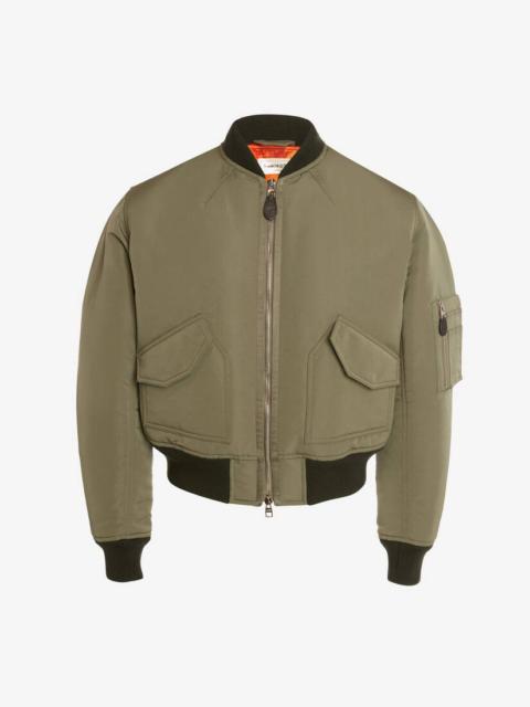 Alexander McQueen Mcqueen Graffiti Cropped Bomber Jacket in Military Green