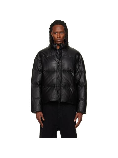 Tonywack Black Lamb Leather Down Puffer Jacket