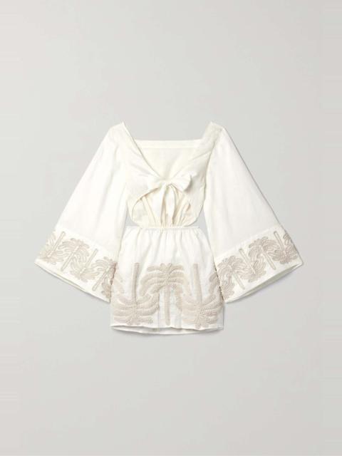 + NET SUSTAIN Shared Present embroidered linen and cotton-blend mini dress