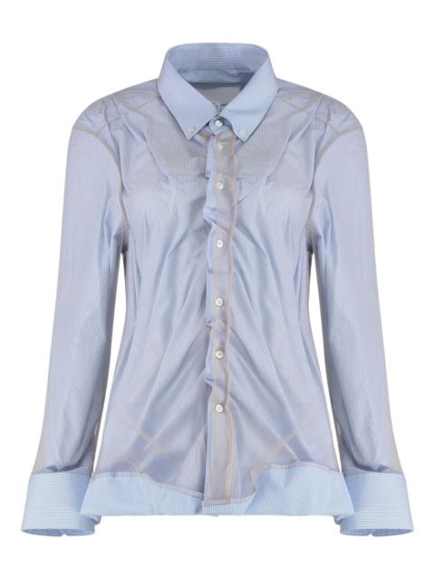 striped gathered shirt