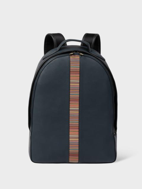 Leather 'Signature Stripe' Backpack
