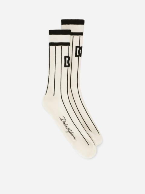 Dolce & Gabbana Striped cotton jacquard socks with DG logo