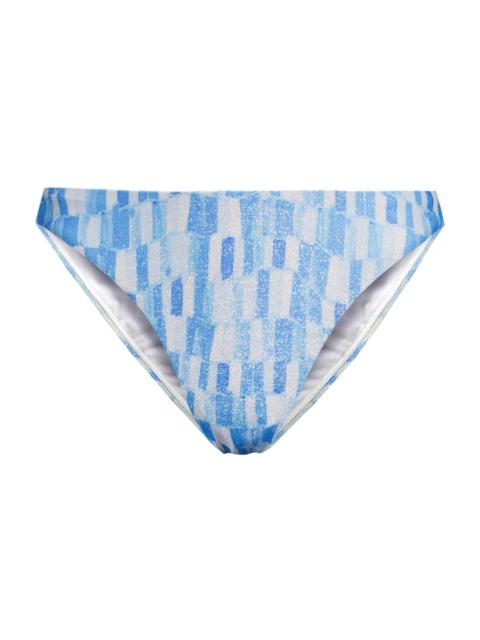 MILLY Women's Margot Sunset Tile Printed Bikini Bottom - Light Blue Multi