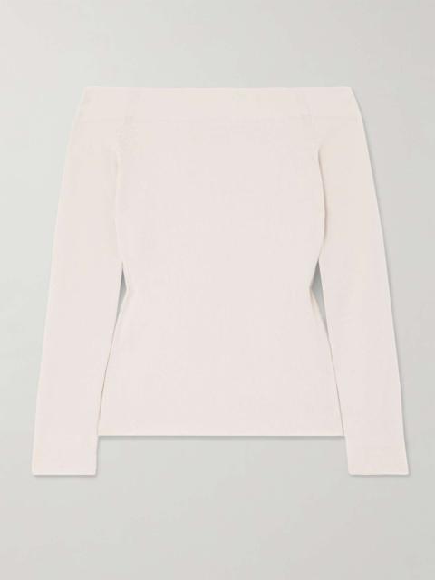 Off-the-shoulder cashmere and silk-blend top Off-white