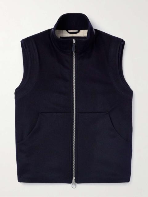 Loro Piana Ume Leather-Trimmed Cashmere Zip-Up Gilet