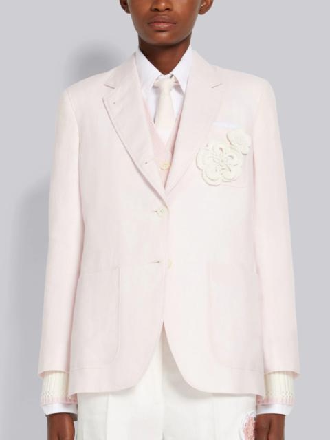 Thom Browne Light Pink Linen Mrs. Thom And Flower Chenille Patch Sack Sport Coat