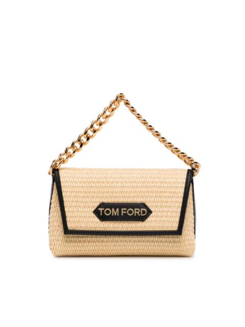 TOM FORD logo-patch straw mini bag