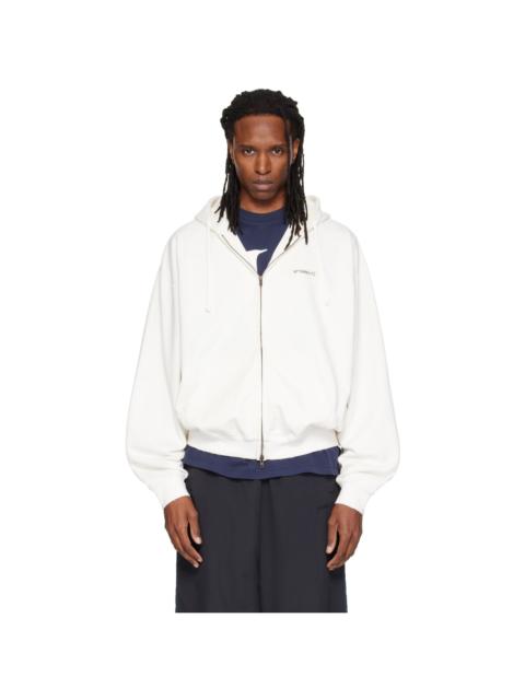 VETEMENTS White Scribbled Logo Zip Up Hoodie