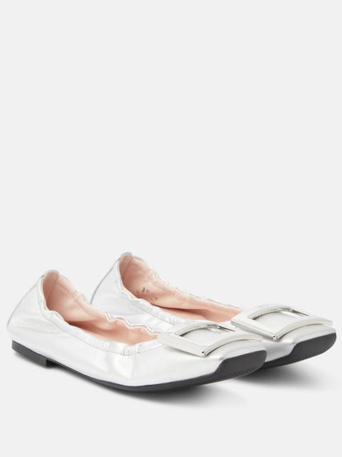 Roger Vivier Viv' Pockette metallic leather ballet flats