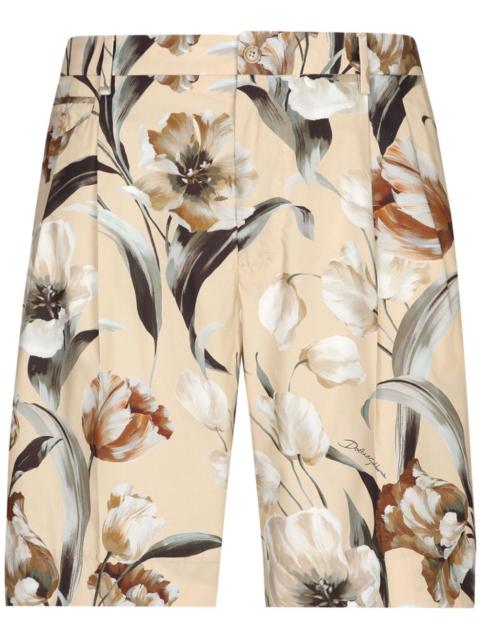 Dolce & Gabbana floral-print silk Bermuda shorts