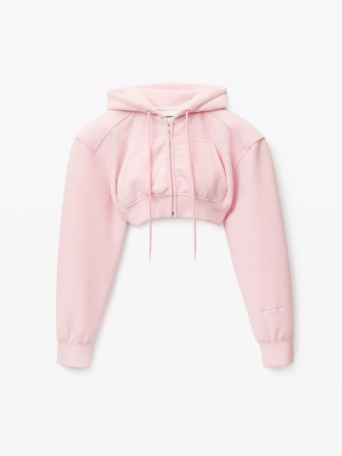 Alexander Wang CROPPED ZIP UP HOODIE IN VELOUR