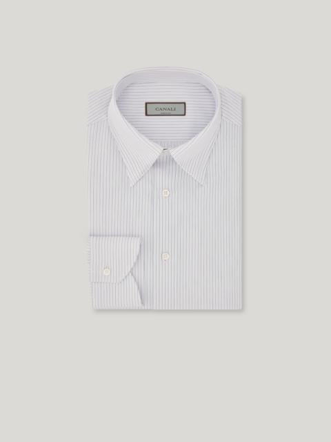 Canali IMPECCABILE WHITE AND BLUE STRIPED COTTON REGULAR-FIT SHIRT