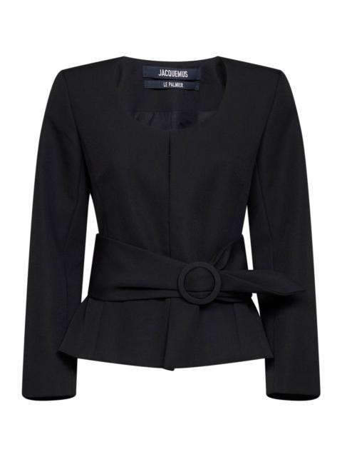 JACQUEMUS Black wool The Miami fitted belted jacket