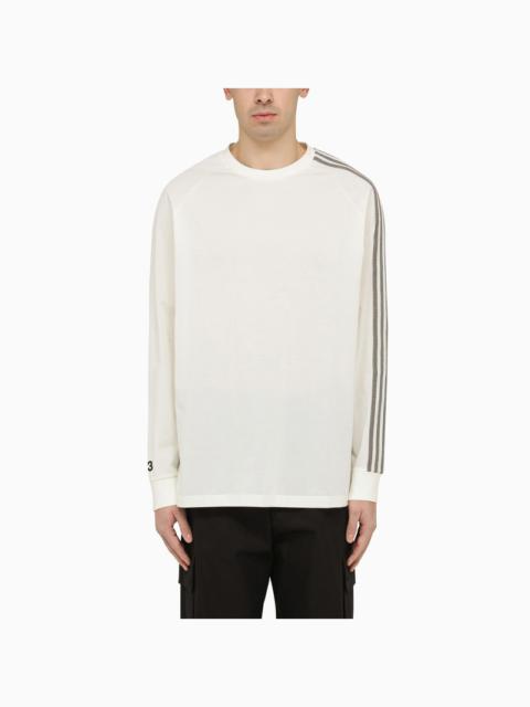 White crew-neck long sleeves t-shirt with logo