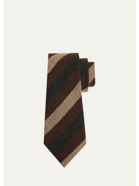 ZEGNA Men's Wide-Stripe Wool Tie