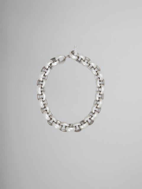 Marni PALLADIUM RING CHOKER WITH RHINESTONE CLASP