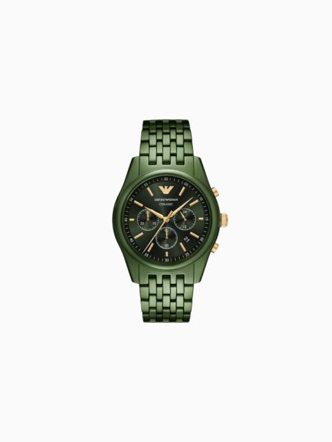 EMPORIO ARMANI CHRONOGRAPH GREEN CERAMIC WATCH