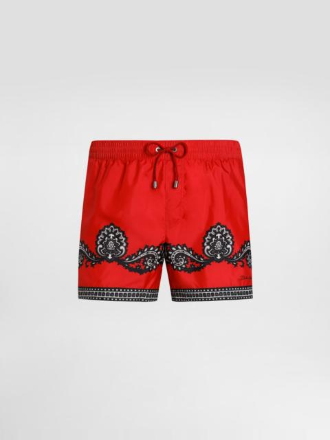 Dolce & Gabbana Short swim trunks with bandanna print