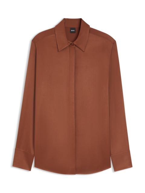 BOSS REGULAR-FIT BLOUSE IN SOFT, LUSTROUS FABRIC