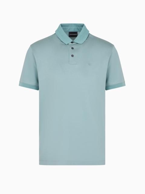 EMPORIO ARMANI STRIPED LYOCELL-BLEND JERSEY POLO SHIRT