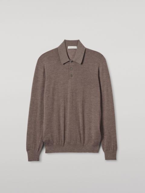 Johnstons of Elgin Fin Brown Superfine Cashmere Polo Shirt