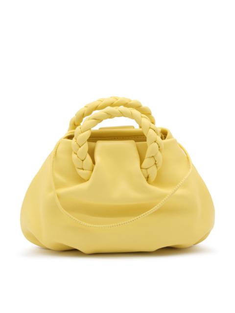 yellow leather bombon handle bag