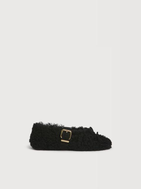 Marni BLACK SHEARLING BALLERINA WITH BUCKLE