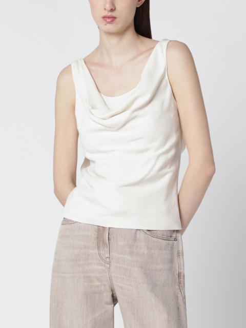 Brunello Cucinelli Cream-colored top in Fluid viscose and linen twill