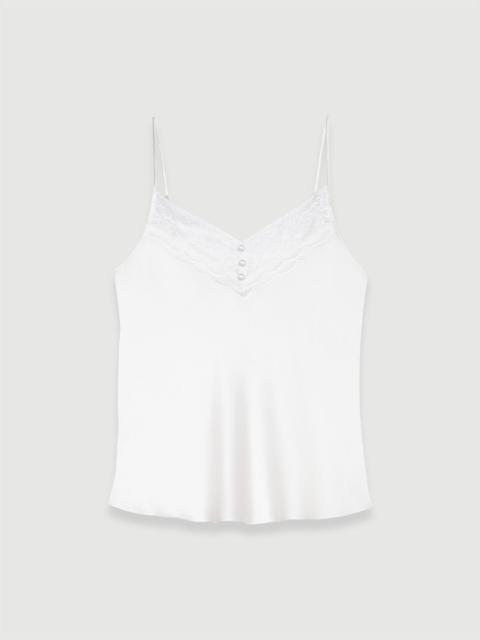 maje Silk satin and lace top