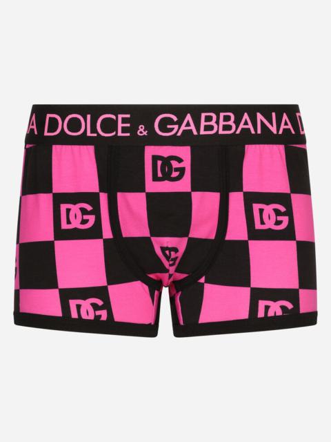 Dolce & Gabbana Damier-print jersey boxers with DG logo