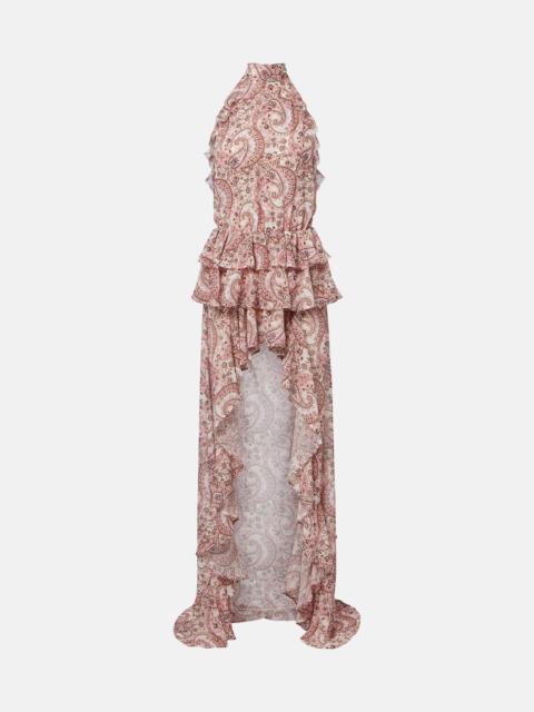 BANANHOT Malena paisley ruffled asymmetric maxi dress