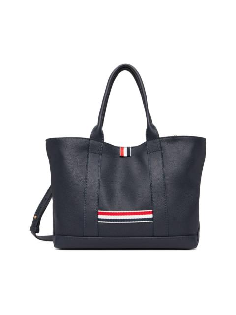 Thom Browne Navy Soft Pebble Grain Leather Small Tool Tote