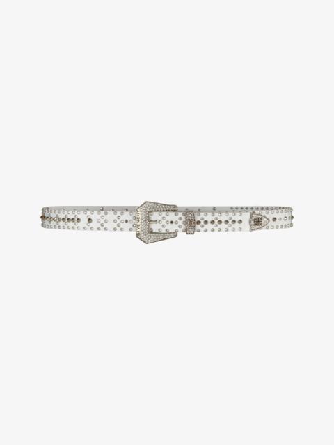 BELT IN LEATHER WITH STUDS AND CRYSTALS